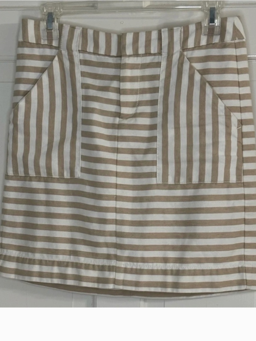 LOFT Beige and White Striped Skirt